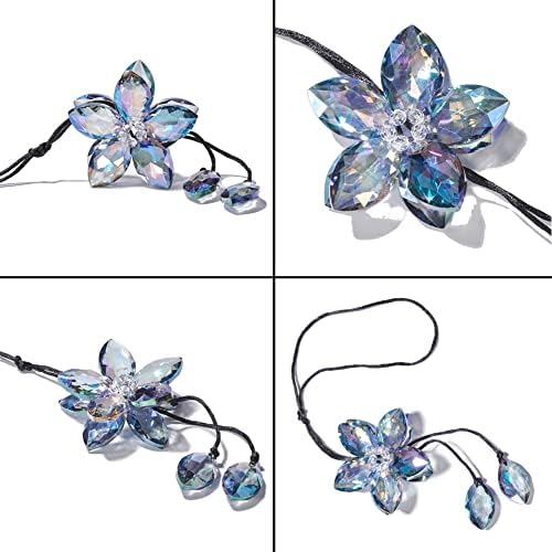 Crystal Flower Rear View Mirror Pendant Car Hanging Ornament Lucky Accessory - Image 3