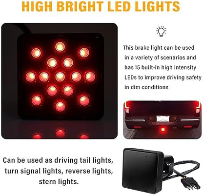 carleef 15 LED Trailer Hitch Brake Light, 12V Red Lights Smoked Tail Lights - Image 4