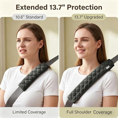 Soft Auto Seat Belt Pads Extra Long 13.7in, Seatbelt Shoulder Cover, 2 Piece Set - Image 4