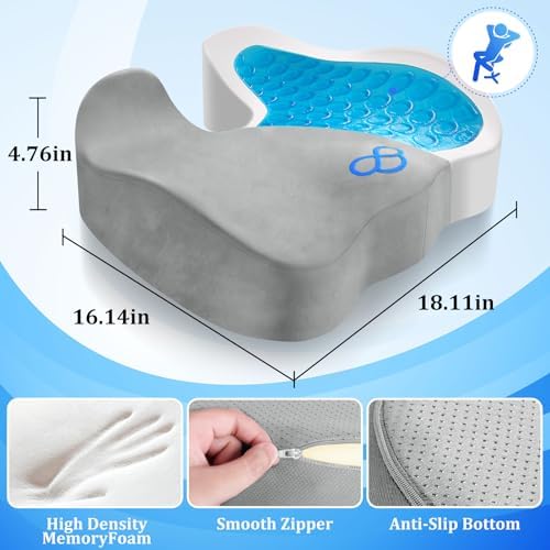CushyOasis Seat Cushion, Gel Memory Foam Office Chair Cushions - Image 5