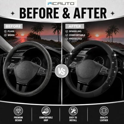 PIC AUTO Steering Wheel Cover, Universal Fit 14.5"-15.5" Car Steering Wheels - Image 6