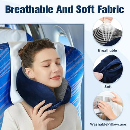 Cirorld Neck Pillow for Traveling, Travel Pillows for Airplanes Blue - Image 6