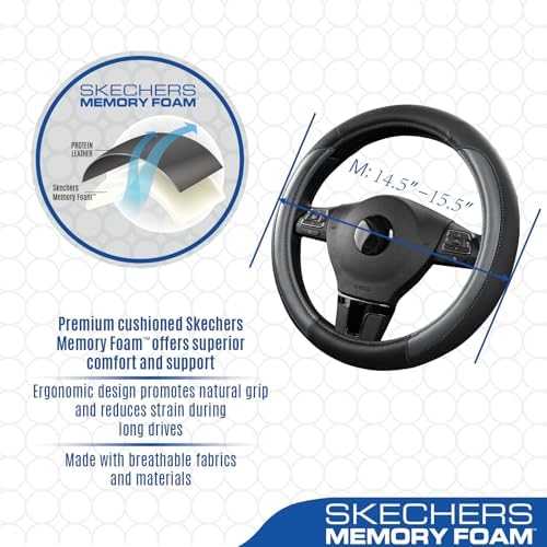 Skechers Steering Wheel Cover Memory Foam, Luxury Leather Steering Wheel Covers - Image 4