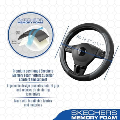 Skechers Steering Wheel Cover Memory Foam, Luxury Leather Steering Wheel Covers - Image 4