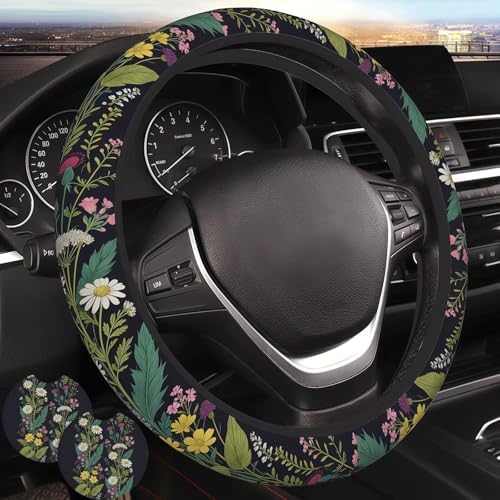 Wildflower car Steering Wheel Cover Women 15in Flower 2 Cup Coasters by Unknown