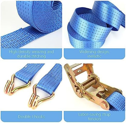 2 Pack 2 Inch Ratchet Straps Heavy Duty 20ft Tie Down Straps Ratchet - Image 3