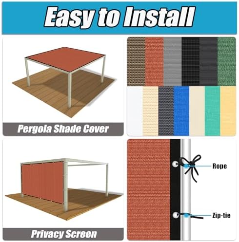 Amagenix 90% Pergola Shade Cover 5' X 5' Sun Shade Cloth - Image 4