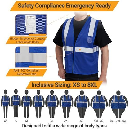 AYKRM 2 Pocket Mesh High Visibility Reflective Safety Vest - Image 5