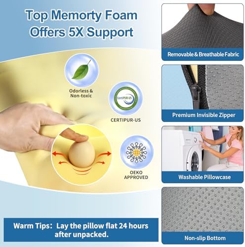 22" XL Reading Pillow Sitting in Bed, Back Support & Armrests - Image 6