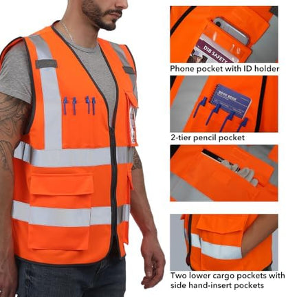 Dib Safety Hi Vis Reflective Safety Vest - Image 3
