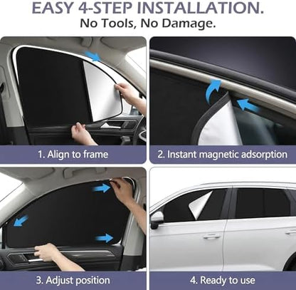 4 PCS Side Window Sunshade, Full Shade Front Rear Glass Privacy Sunshield - Image 3