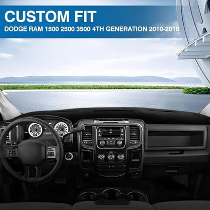 KUST Black Dash Cover for 2009-2018 Dodge Ram 1500 2500 3500 Non-Slip Dashboard - Image 3