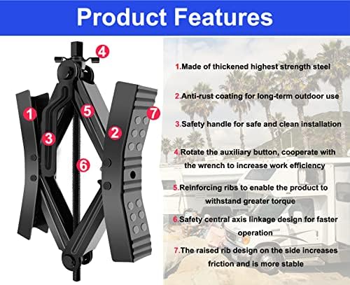 PAFOWO 2Pcs RV Wheel Chock Stabilizer | X-Shaped Heavy Duty Tire Lock - Image 3