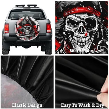 Spare Tire Cover for RV Trailer, Skull Pirate Tire Covers Universal Fit for - Image 4