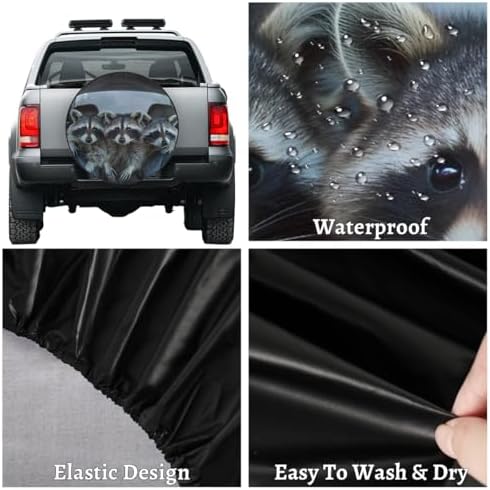 Rv Spare Tire Cover Wheel Funny Animal Raccoons Tire Covers Wheel Protectors - Image 4