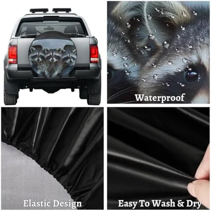 Rv Spare Tire Cover Wheel Funny Animal Raccoons Tire Covers Wheel Protectors - Image 4