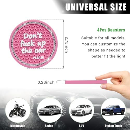 Ziciner 4 Pack Bling Car Cup Holder Coaster, 2.75 Inch Anti-Slip Auto Insert - Image 2