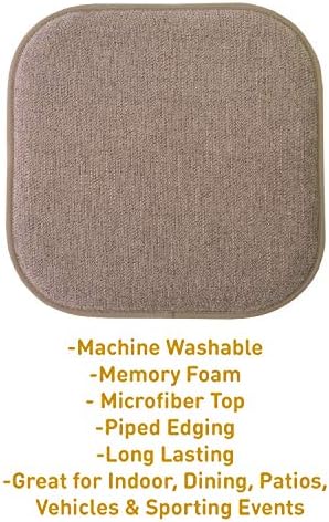 Sweet Home Collection Chair Cushion Memory Foam Pads Honeycomb Pattern Slip Non - Image 3