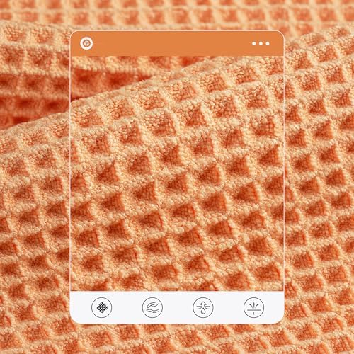 POLYTE 430 GSM Poly Blend Microfiber Quick Dry Waffle Bath Towel Set of 6 - Image 4