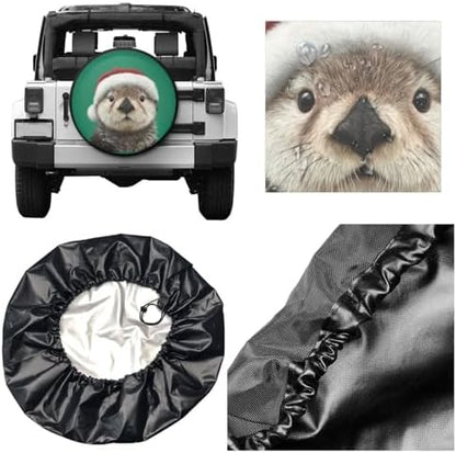 Sea Otter Wearing Santa Hat Spare Tire Cover Universal - Image 5