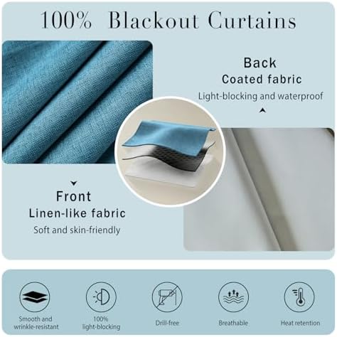 100% Blackout French Door Curtain- Privacy Thermal Insulated Door Window Curtain - Image 4