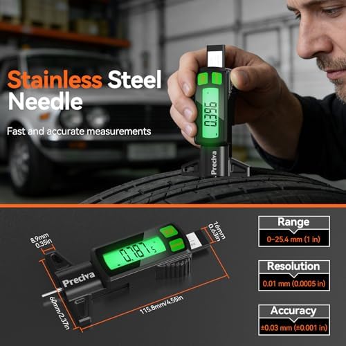 Preciva Rechargeable Tire Tread Depth Gauge, Touch Screen Digital Tire Depth - Image 4