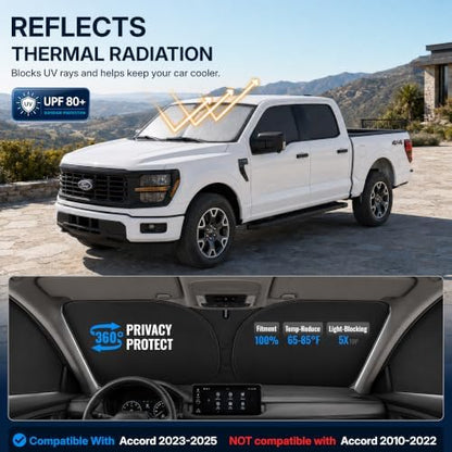 5PCS Car Window Shades for Dodge Ram 2019-2025, Full Set Windshield Side Rear - Image 2