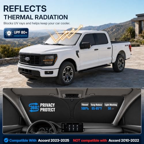 7PCS Window Shades for Ford F150 Crew Cab 2021-2025, Full Set Windshield Side - Image 2