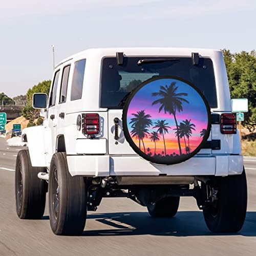 Palm Trees Multicolor Sunset Spare Tire Cover Dust-Proof Wheel Tire Cover Fit - Image 3