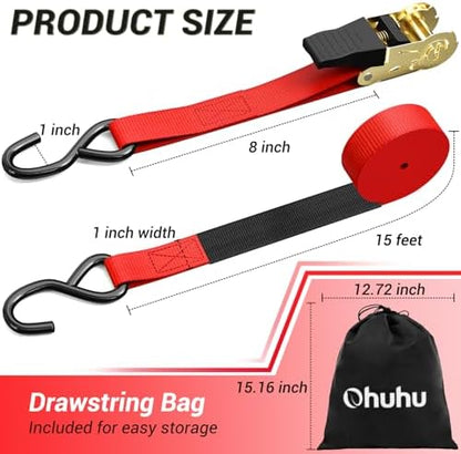 Ohuhu Ratchet Tie Down Straps 1" x 15' - Image 5