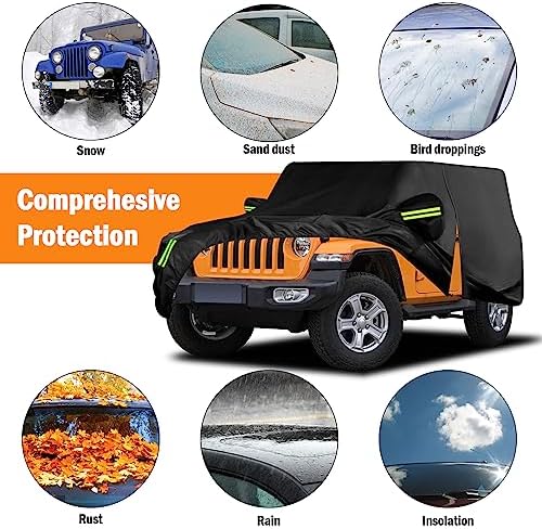Waterproof Car Cover for Jeep Wrangler 2 Door 1987-2025 JK JL CJ YJ TJ Outdoor - Image 5