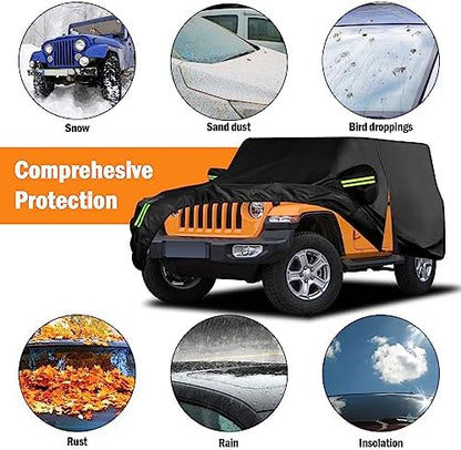 Waterproof Car Cover for Jeep Wrangler 2 Door 1987-2025 JK JL CJ YJ TJ Outdoor - Image 5