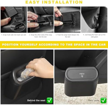 Car Trash Can Bin with Lid, Mini Portable Auto Garbage Can with 15Pcs Trash Bags - Image 6