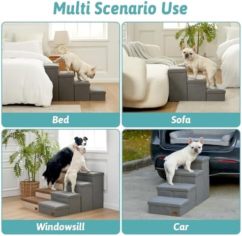 COZY KISS Dog Stairs with Storage, 16.7" H Wider Dog Steps - Image 5