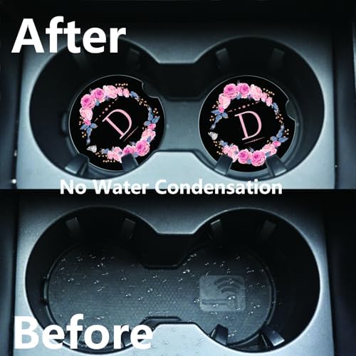 2pcs Letter D Car Coasters, Absorbent Universal neoprener Cup Holder Coasters - Image 5