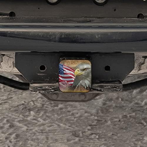 Swono Hitch Cover American Flag, USA Flag Bald Eagle Constitution Rubber 2 Inch - Image 5