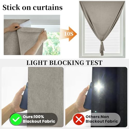 100% Blackout French Door Curtains, Room Darkening Shades Small Window Curtain - Image 2