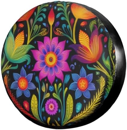 Delerain Spare Tire Cover Mexican Boho Ornament Flower Wheel Covers Sun by Delerain