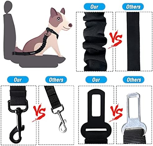 COOYOO Dog Seat Belt, 3 Piece Set Retractable Dog Car Harness Adjustable Seat - Image 4