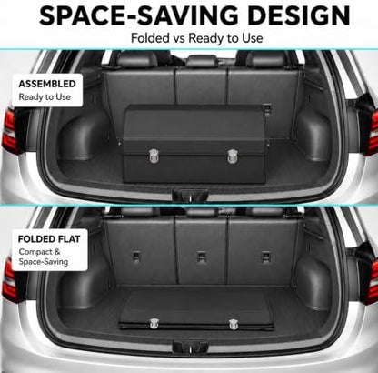 Car Trunk Organizer with Lid, Foldable Faux Leather Storage Box - Image 3