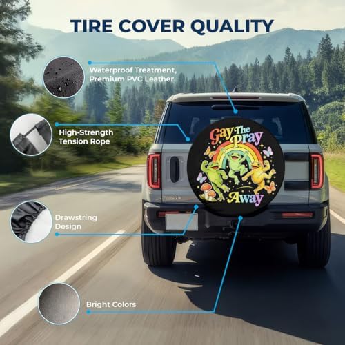 GENANY Rainbow Frog Pride Thick PVC Leather Spare Tire Cover Size 17 - Image 4