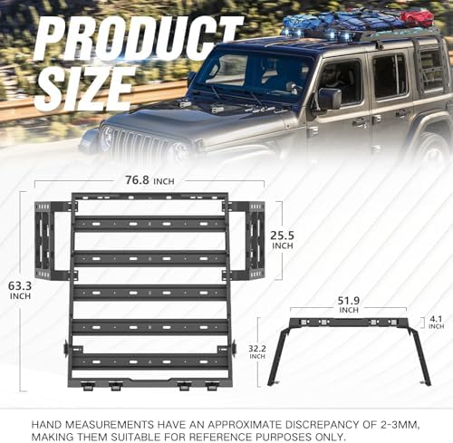 YZONA for JL JLU Roof Rack Hard Top Cargo Basket - Image 3