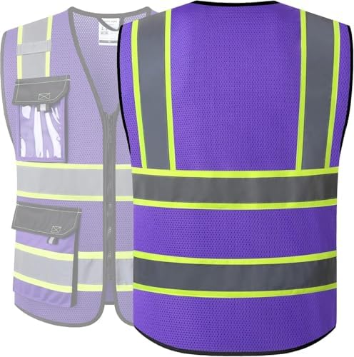 JKSafety Safety Vest for Men Women Hi Vis Reflective Vest JK220 PurpleB S - Image 5