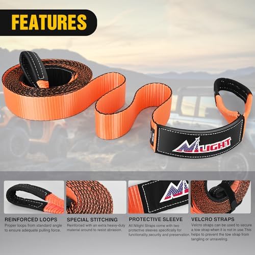 Nilight 3" x 30' Recovery Tow Strap Lab Tested 31, 500lbs Break Strength - Image 3