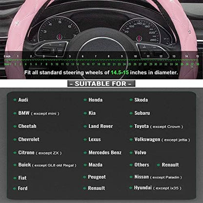 Pink Steering Wheel Cover, Diamond Leather Bling Steering Wheel Cover, - Image 5