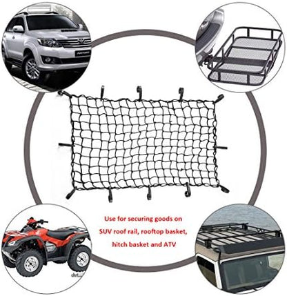 CZC AUTO 22"x38" Black Latex Bungee Cargo Net Strech to 44"x76" - Image 5