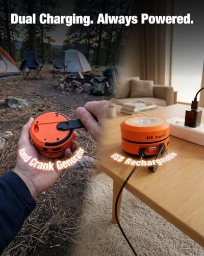 THORFIRE Hand Crank Camping Lantern 2 Pack, 2-in-1 Collapsible LED Light - Image 6