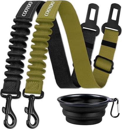 COOYOO Dog Seat Belt, 3 Piece Set Retractable Dog Car Adjustable Seatbelts by COOYOO