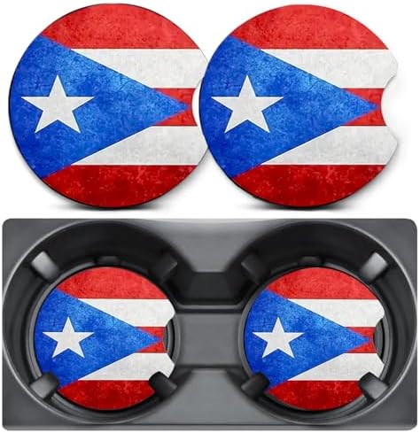 2 Pack Puerto Rico Flag Car Coasters Cup Holder, Neoprene Anti Slip Mat by Unknown