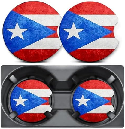 2 Pack Puerto Rico Flag Car Coasters Cup Holder, Neoprene Anti Slip Mat by Unknown
